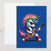 Cartes Pour Fêtes Annuelles Pixel Punk Rock Unicorne (Devant / Derrière)