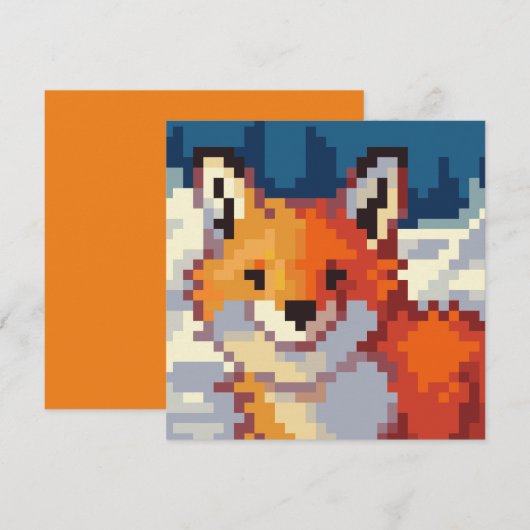 Cartes Pour Fêtes Annuelles Pixelart, vos, Fox, Pixel Art (Devant / Derrière)