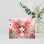 Cartes Pour Fêtes Annuelles Pixie à papillon rouge (Debout devant)