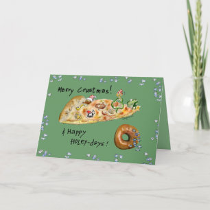 Cartes Pour Fêtes Annuelles Pizza et beignets de Noël