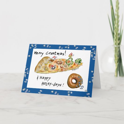 Cartes Pour Fêtes Annuelles Pizza et beignets de Noël (Devant)