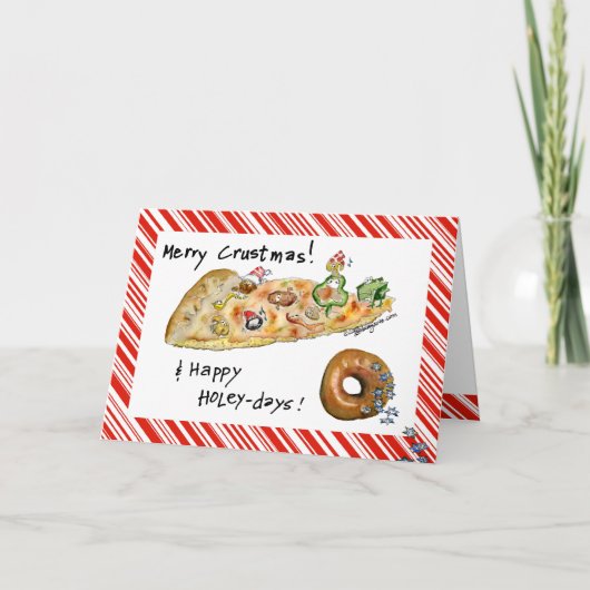 Cartes Pour Fêtes Annuelles Pizza et beignets de Noël (Devant)