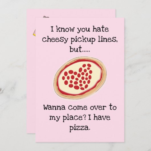 Cartes Pour Fêtes Annuelles Pizza Valentine Flat (Devant / Derrière)