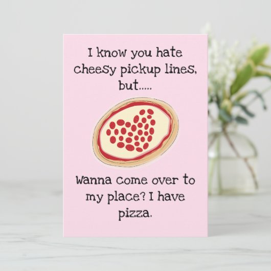 Cartes Pour Fêtes Annuelles Pizza Valentine Flat (Debout devant)