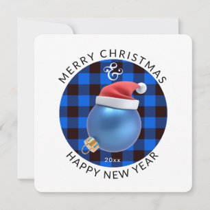 Cartes Pour Fêtes Annuelles Place moderne, Noël   Ornement & Plaid Bleu