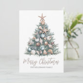 Cartes Pour Fêtes Annuelles Plage d'arbres de Noël (Debout devant)