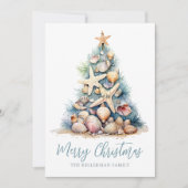 Cartes Pour Fêtes Annuelles Plage d'arbres de Noël (Devant)