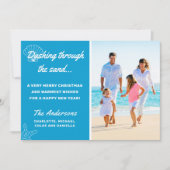 Cartes Pour Fêtes Annuelles Plage Dashing À Travers Le Sable Noël Vacances (Devant)
