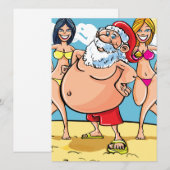 Cartes Pour Fêtes Annuelles plage de bikini santa claus (Devant / Derrière)
