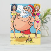 Cartes Pour Fêtes Annuelles plage de bikini santa claus (Debout devant)