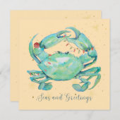 Cartes Pour Fêtes Annuelles Plage de crabe de Noël (Devant / Derrière)