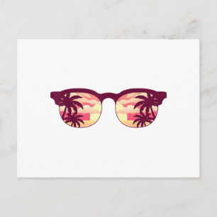Cartes Pour Fêtes Annuelles Plage des palmiers au coucher du soleil Vacances d