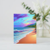 Cartes Pour Fêtes Annuelles Plage Déserte Vagues de sable Ensoleillé (Debout devant)