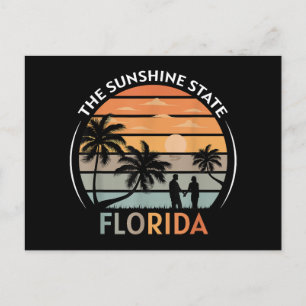 Cartes Pour Fêtes Annuelles Plage d'été de Floride coucher de soleil Vintage