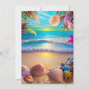 Cartes Pour Fêtes Annuelles Plage d'imaginaire mystique coucher de soleil avec