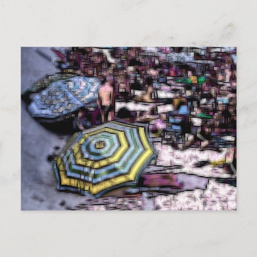 Cartes Pour Fêtes Annuelles Plage effet numérique de style "impression" (Devant)