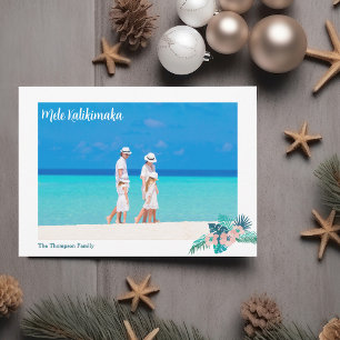 Cartes Pour Fêtes Annuelles Plage Mele Kalikimaka Photo de famille Hibiscus Fl
