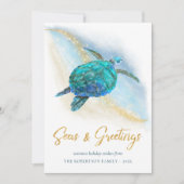 Cartes Pour Fêtes Annuelles Plage Mer côtière n Salutations Mer Turtle 3 Photo (Devant)