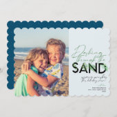 Cartes Pour Fêtes Annuelles Plage Noël Dashing À Travers Le Sable Photo (Devant / Derrière)