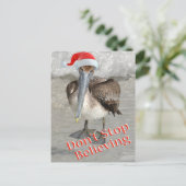 Cartes Pour Fêtes Annuelles Plage Noël Père Noël Pélican (Debout devant)