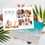 Cartes Pour Fêtes Annuelles plage océanique moderne multi photo noël<br><div class="desc">design de carte de noël élégant avec mélange tendance de caractères gras et de caractères de script,  espace pour votre photo de choix sur le devant avec graphique de plage et de mer à l'envers</div>