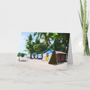 Cartes Pour Fêtes Annuelles Plage Shack sous les paumes à Noël