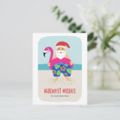 Cartes Pour Fêtes Annuelles Plage tropicale sympa Père Noël Noël en juillet (Debout devant)