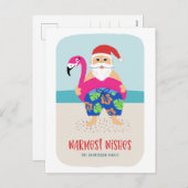 Cartes Pour Fêtes Annuelles Plage tropicale sympa Père Noël Noël en juillet (Devant / Derrière)