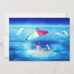Cartes Pour Fêtes Annuelles Plage tropicale Vacances d'été pour filles aquarel