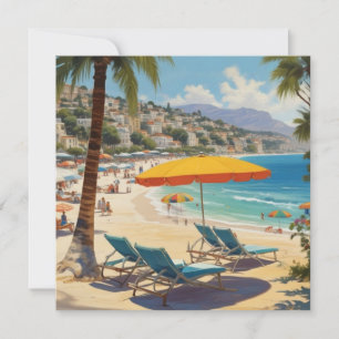 Cartes Pour Fêtes Annuelles Plage vintage Côte d'Azur