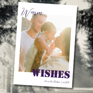 Cartes Pour Fêtes Annuelles Plage Violet Vœux Deux Famille de plage Photo