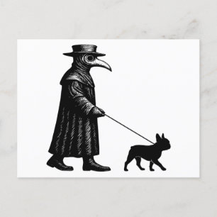 Cartes Pour Fêtes Annuelles Plague Doctor Walking Frenchie
