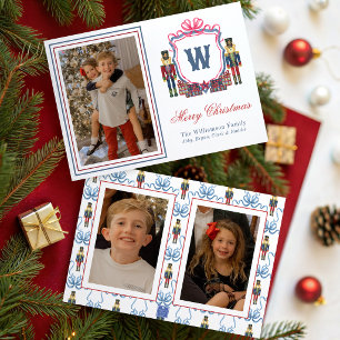 Cartes Pour Fêtes Annuelles Plaid à l'aquarelle Ours Casse-Noisette Blason Mon