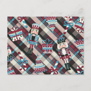Cartes Pour Fêtes Annuelles Plaid Blue Burgundy