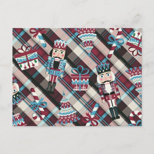 Cartes Pour Fêtes Annuelles Plaid Blue Burgundy (Devant)