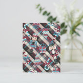 Cartes Pour Fêtes Annuelles Plaid Blue Burgundy (Debout devant)