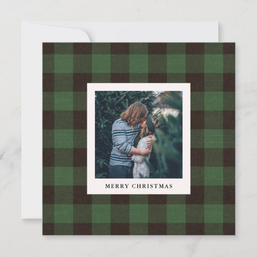 Cartes Pour Fêtes Annuelles Plaid de Buffalo Vert | Photo pour Noël (Devant)