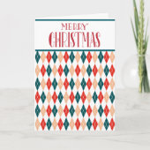 Cartes Pour Fêtes Annuelles Plaid Diamant Personnalisé Rouge Sarcelle Noël Rét (Devant)