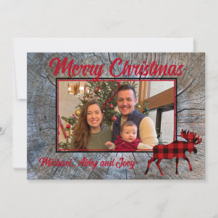 Cartes Pour Fêtes Annuelles Plaid d'orignal classique minimaliste rustique per