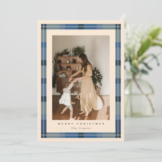 Cartes Pour Fêtes Annuelles Plaid Frame Holiday Card (Debout devant)