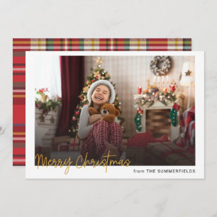 Cartes Pour Fêtes Annuelles Plaid Joyeux Noël Photo Russe Rouge Check