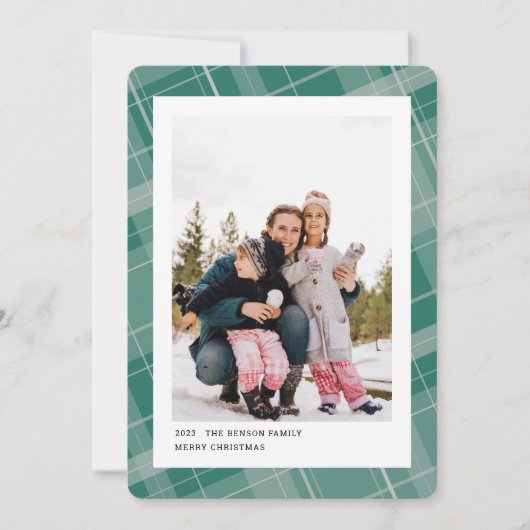 Cartes Pour Fêtes Annuelles Plaid minimal une photo turquoise vertical (Devant)