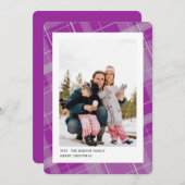 Cartes Pour Fêtes Annuelles Plaid minimal une photo violet vertical (Devant / Derrière)