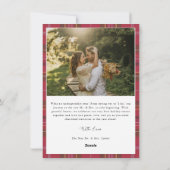 Cartes Pour Fêtes Annuelles Plaid Modern Script First Marié Photo de Noël (Dos)