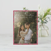 Cartes Pour Fêtes Annuelles Plaid Modern Script First Marié Photo de Noël (Debout devant)