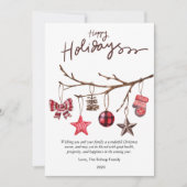 Cartes Pour Fêtes Annuelles Plaid moderne hiver Pin Rustique Arbre plat (Devant)