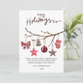 Cartes Pour Fêtes Annuelles Plaid moderne hiver Pin Rustique Arbre plat (Debout devant)