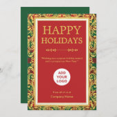 Cartes Pour Fêtes Annuelles Plaid Moderne Rouge Or (Devant / Derrière)