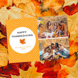 Cartes Pour Fêtes Annuelles Plaid orange   Bon thanksgiving Automne 2 Photo