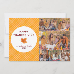 Cartes Pour Fêtes Annuelles Plaid orange   Bon thanksgiving Automne Photo Hol